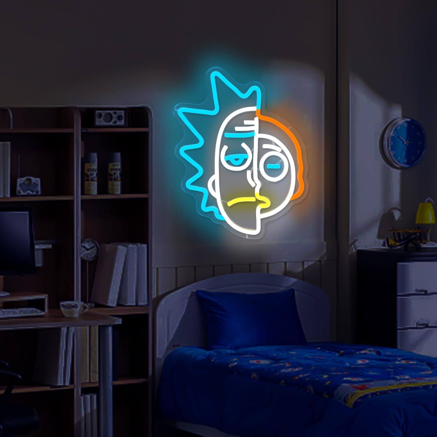 Letrero de neón de anime Rick y Morty, decoración de pared LED regulable, para dormitorio, sala de estar, sala de juegos y oficina en casa