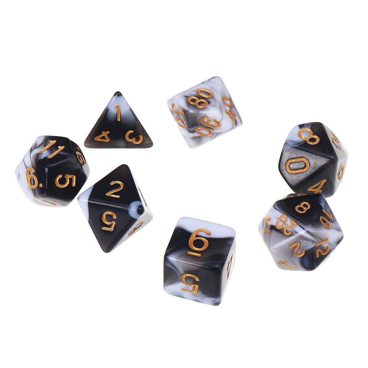 Lot de 28 dés polyédriques multi-faces 4 couleurs avec 4 sacs