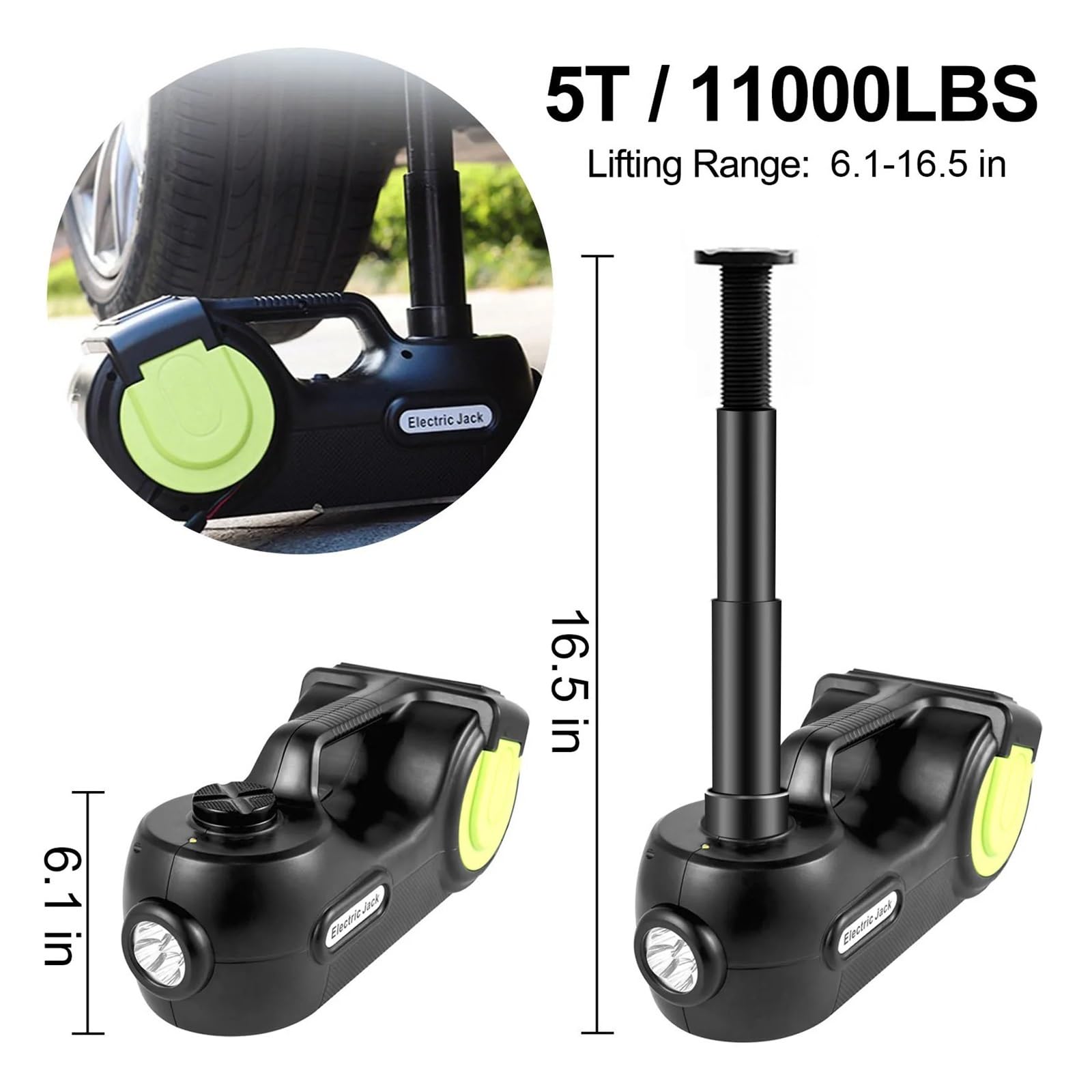 sollevatore auto Martinetto elettrico da pavimento da 5 tonnellate con avvitatore a percussione elettrico Strumento di riparazione per auto con martinetto idraulico leggero a LED sollevatore