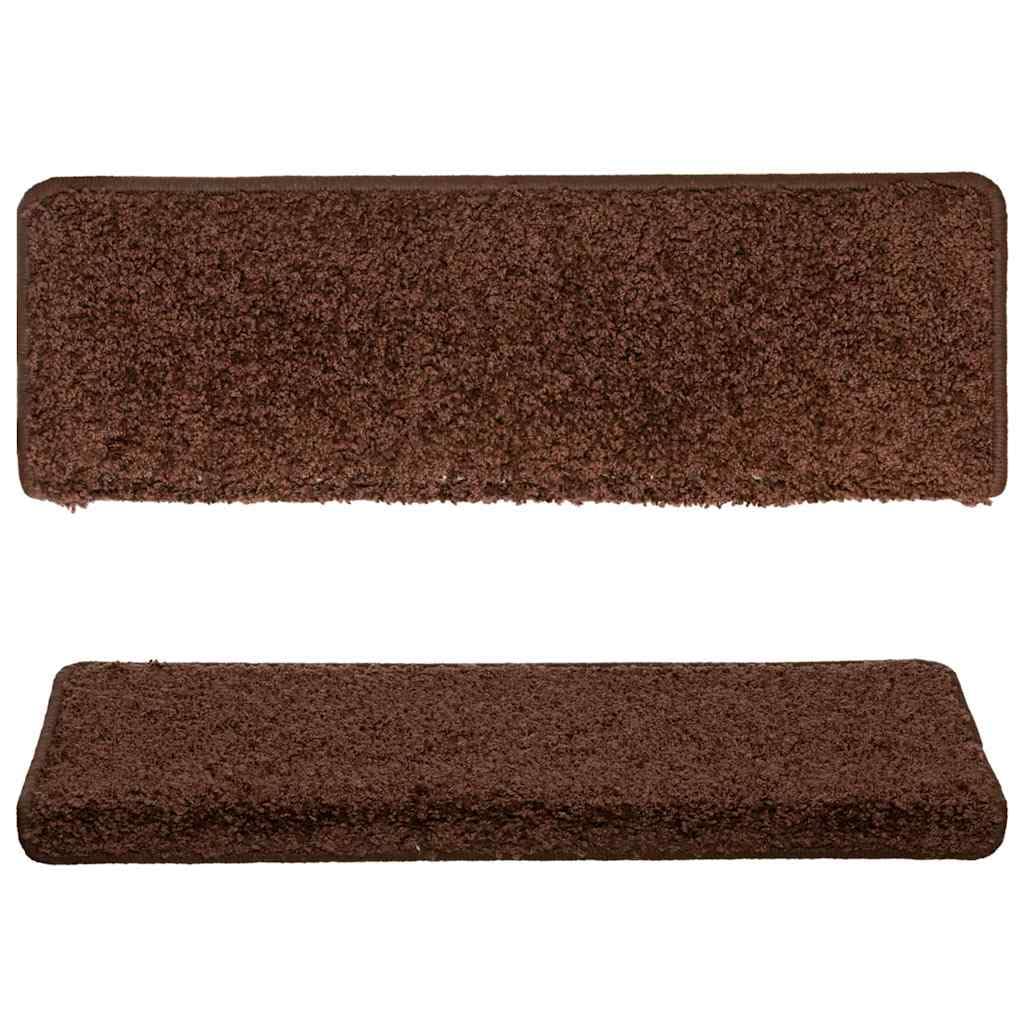 Tappetini per gradini 15 pezzi 65 x 21 x 4 cm marrone