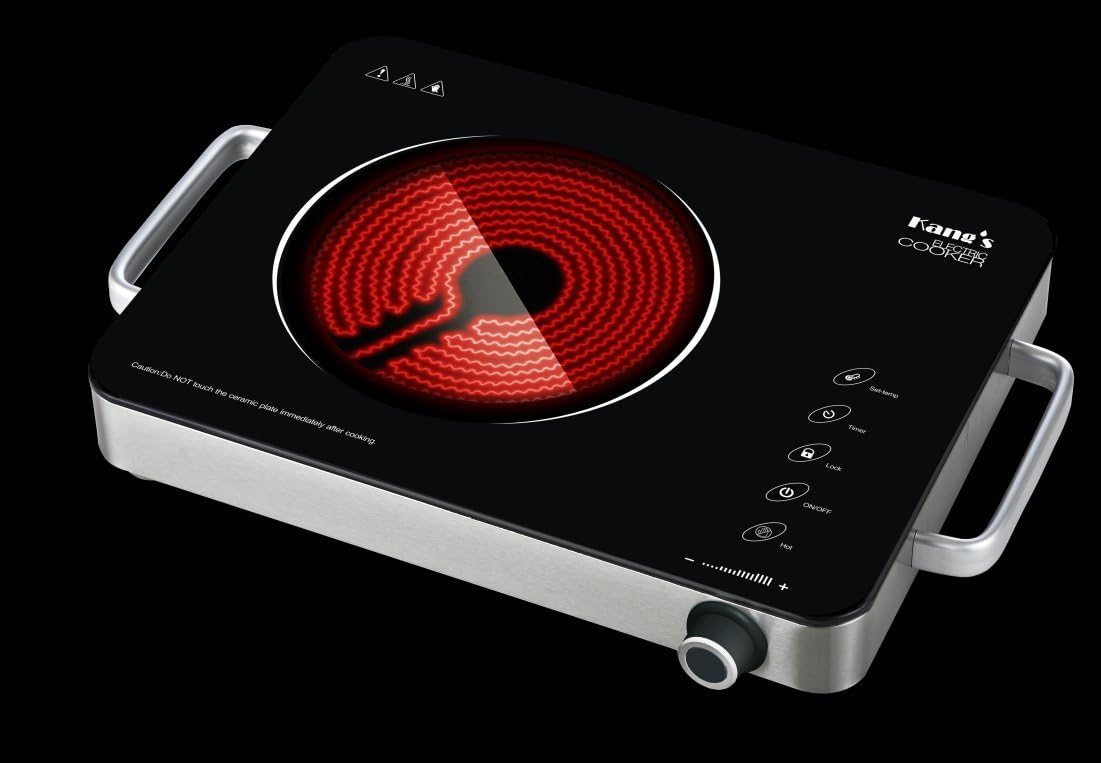 Kang's MD-1818 Portable Induction Cooktop, High End Full Glass Induction Burner with Sensor Touch, Countertop Burner with Stainless Steel Housing, Electric Cooker (1350W)