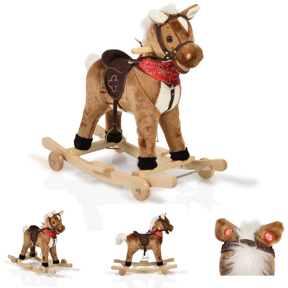 Caballo balancín de Peluche ChipperWJ-302, Sonido, Patines y Ruedas Plegables