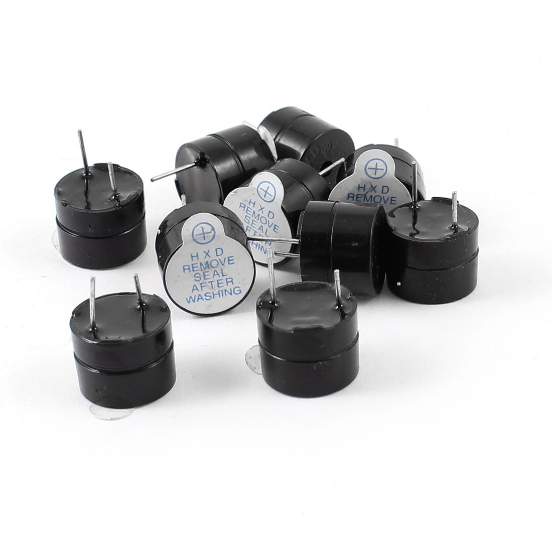 Aexit 10pcs (Electroacoustic device) DC 5V Industrial Electronic 2 Terminals Cylinder Continuous Sound Buzzer (10ry345qf730) Black 12x9mm-image-43