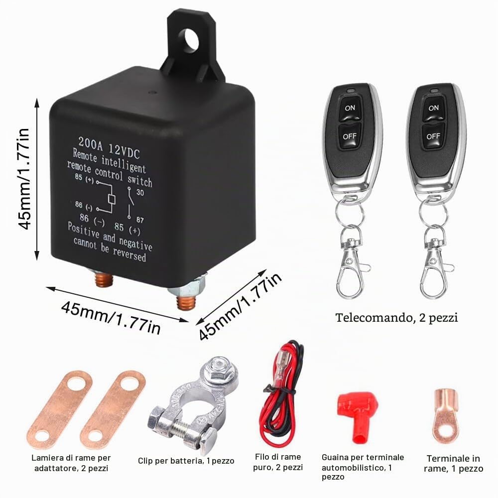 Interruttore di separazione della batteria 12 V con telecomando, interruttore radio 12 V/200 A, interruttore di separazione della batteria, per auto, RV, barca, yacht, roulotte