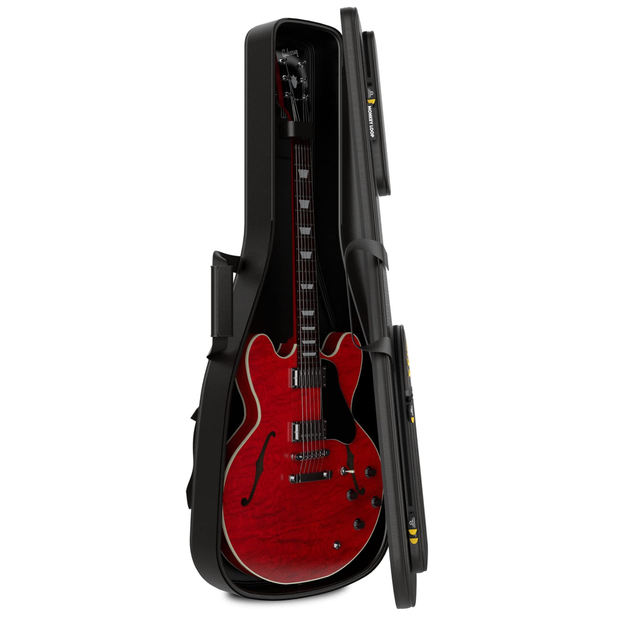 Monkey Loop Jumping Electric 335 - Borsa per Chitarra con Imbottitura da 18 mm - Borsa per Chitarra Elettrica tipo 335 - Tre Tasche Esterne - Cinghie Regolabili - Materiale Resistente all´Acqua