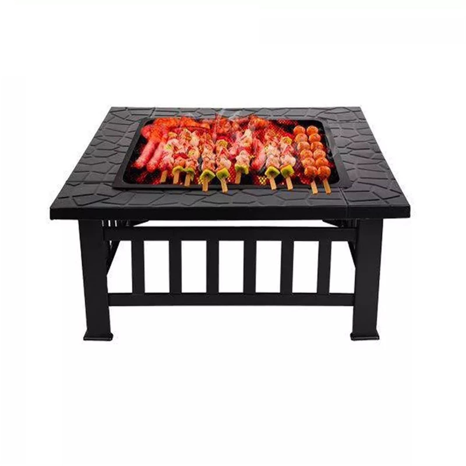 Barbecue a carbone e braciere da tavolo – Barbecue portatile da esterno per campeggio, braciere quadrato per riunioni di famiglia e riscaldamento da giardino