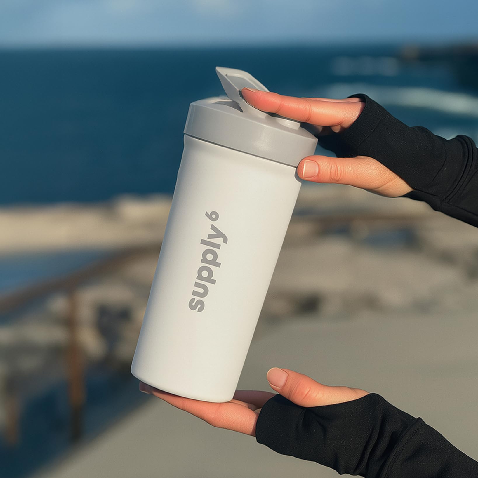 SUPPLY6 Pro Shaker 700ml – Stainless Steel Protein Shaker Bottle, Durable, 100% Leak-Proof, with Steel Whisk for Smooth Mixing, Gym & Fitness Bottle (White) - Image 5 thumbnail