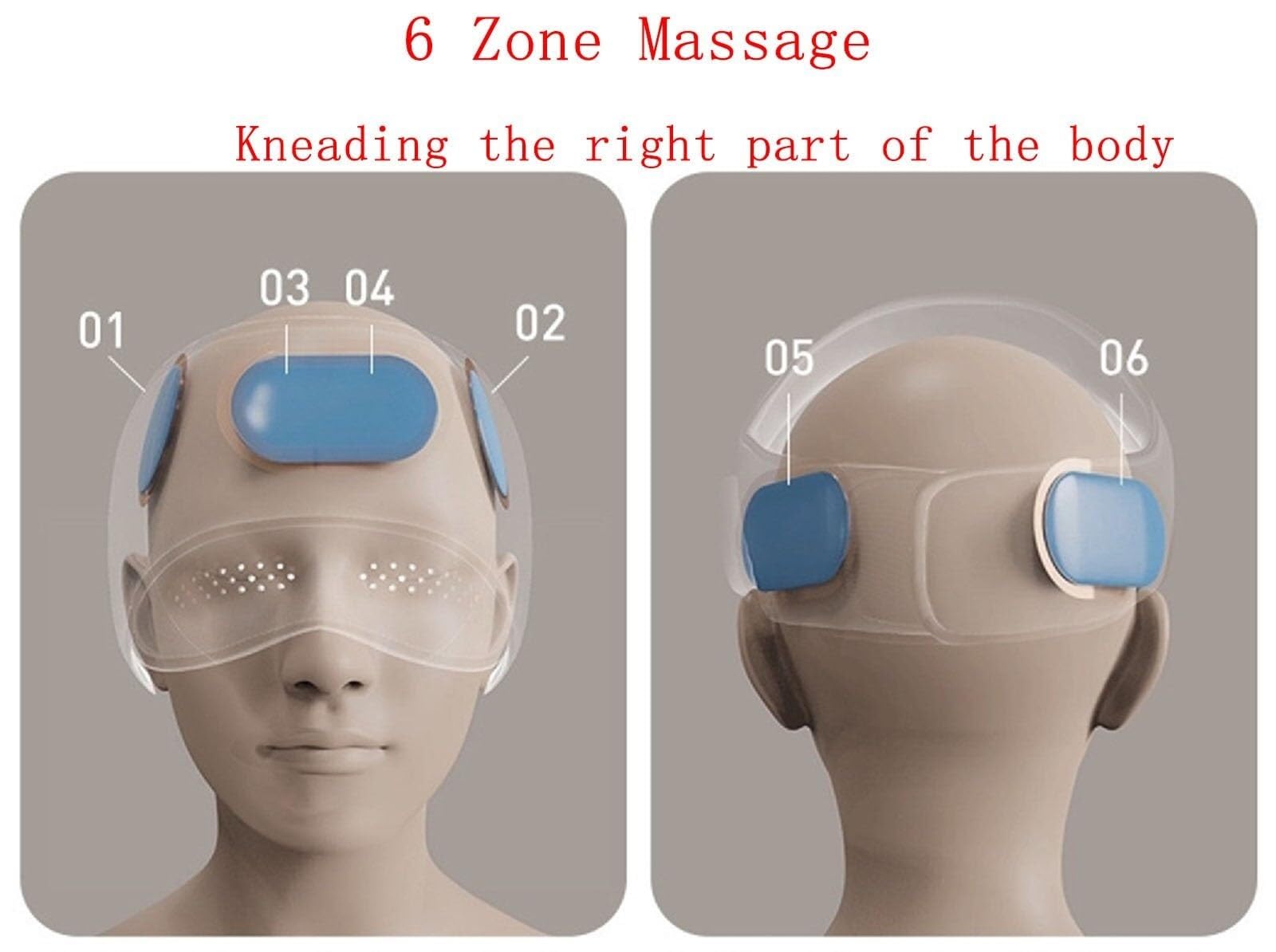 Masajeador eléctrico de Cabeza con 6 Bolsas de Aire y 3 Modos de Calor, Recargable, for migrañas, for Hombres y Mujeres