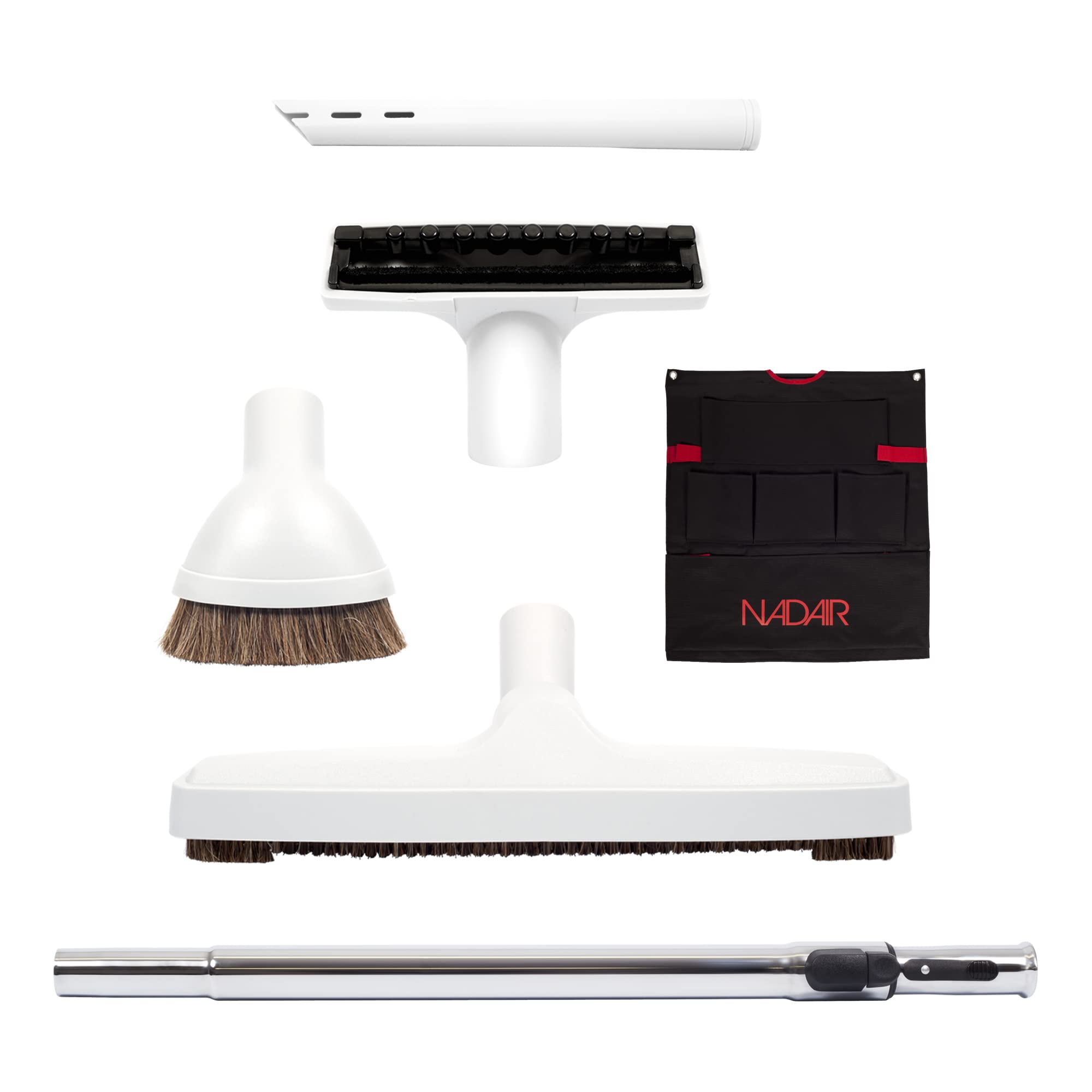 Nadair Pack Aspiration Centralisée 600 AirWatts 32 L à Monter Soi-Même – Kit 4 Prises, Flexible Premium pivotant 360° on/Off, Canne INOX & Accessoires – HEPA 99,97% – Garantie 15 Ans (9,10 ML)
