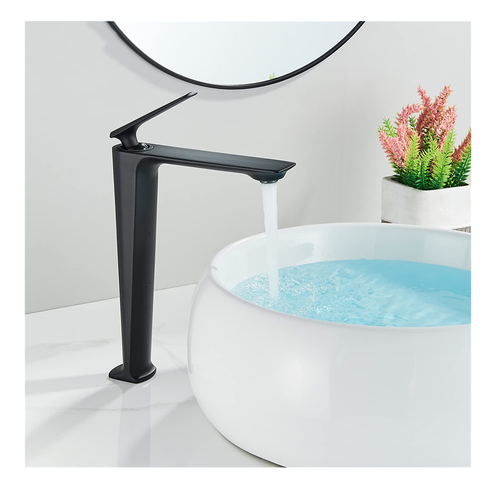 Robinet de lavabo salle de bain mitigeur laiton noir mat pour vasque sur pont