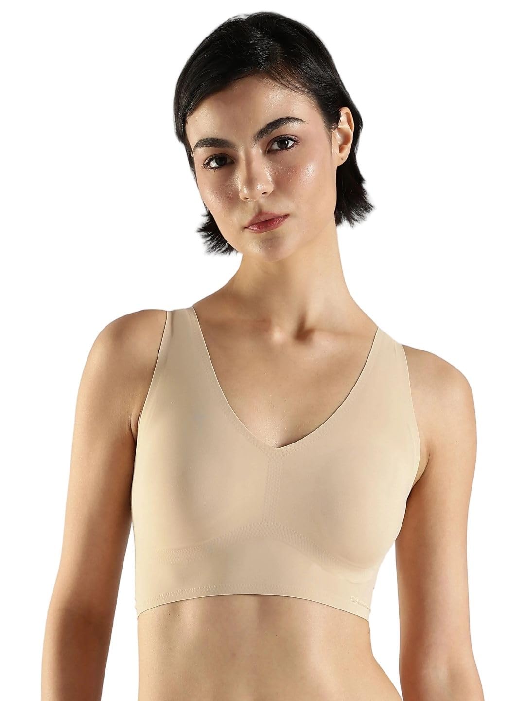 Calvin KleinWomen's Invisibles Comfort Seamless Lightly Lined V Neck Bralette Bra