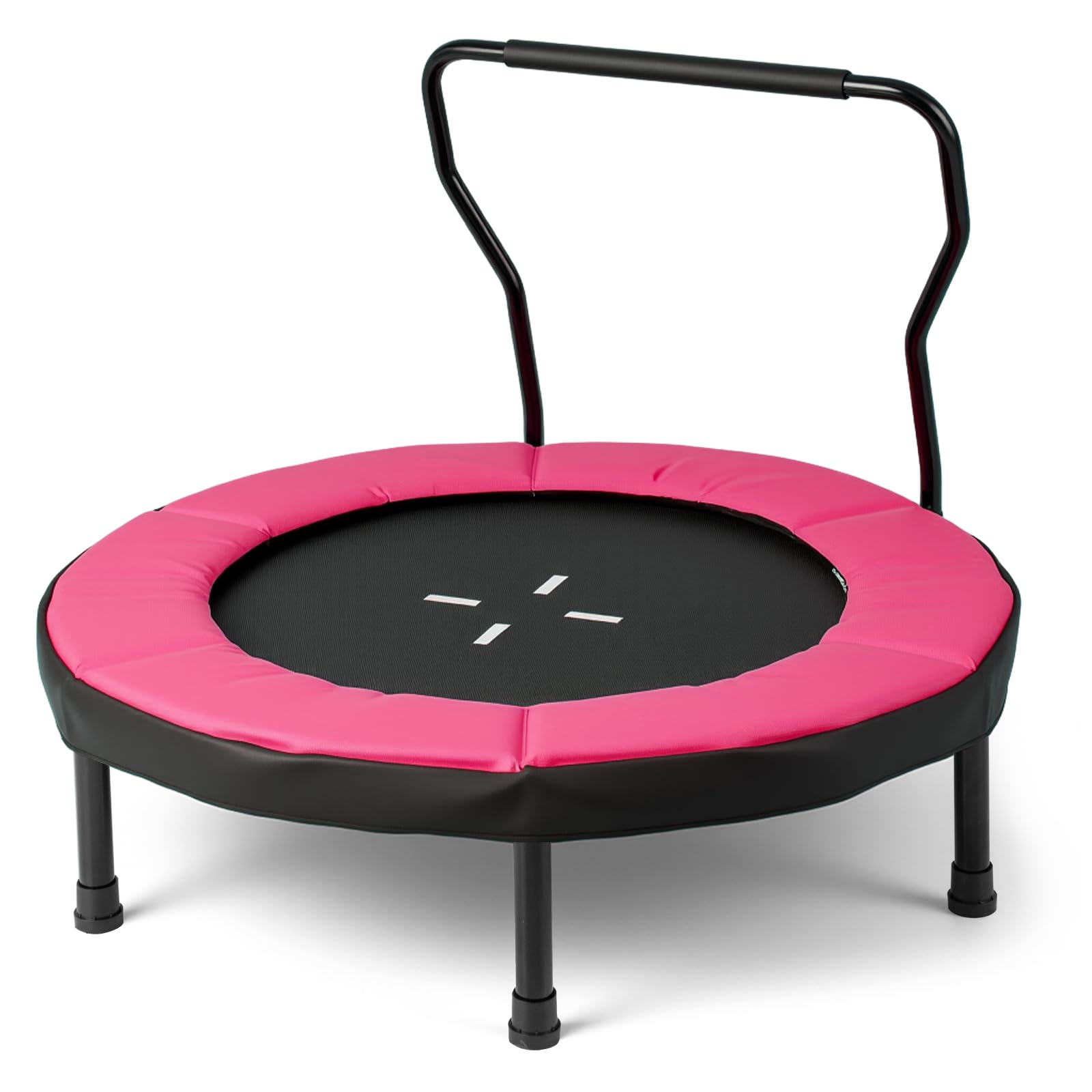 GYMAX 40" Trampoline for Toddler, Indoor Outdoor Mini Fitness Trampoline with Foam Handle and Padded Safety Cover, Small Rebounder for 3-6 Years Old Kids (Pink)