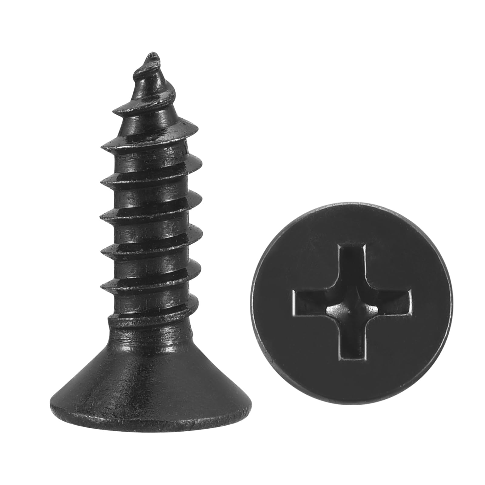 METALLIXITY Countersunk Phillips Wood Screw (#8x5/8") 100Pcs, 304 Stainless Steel Coarse Thread Phillips Drive Flat Head Wood Screws - for Furniture Installation Repair, Black