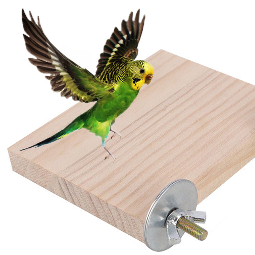 Piattaforma per Uccelli 2 Pezzi, Piattaforma in legno per Uccelli, Accessori per Gabbie per Pappagalli, Per Pappagalli, Criceti, Gerbilli, Piccoli Animali,(Rettangolare, 15X8cm)