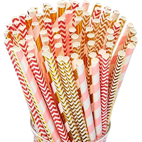 100 Stück Papierstrohhalme,Biologisch Abbaubare Bunte Papier Trinkhalme,Papier Strohhalme Trinkhalme,Papiertrinkhalme Einweg Strohhalme Party Strohhalm Cover