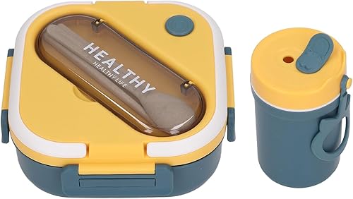 TOPINCN Lonchera minimalista y bonita caja portátil para el trabajo, contenedor de alimentos a prueba de fugas con taza de sopa, palillos, cuchara