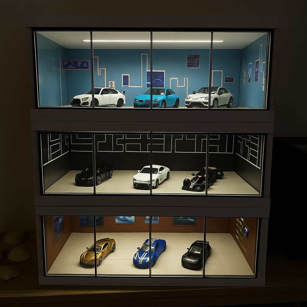 Luxury Miniature Car Showroom Display (Black | Blue | Brown