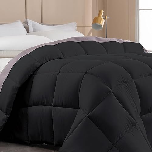 Duvet Insert King Comforter Black All Season Quilted Down Alternative Comforter for Bed Microfiber Bedding Comforter with Corner Tabs,Mashine Washable
