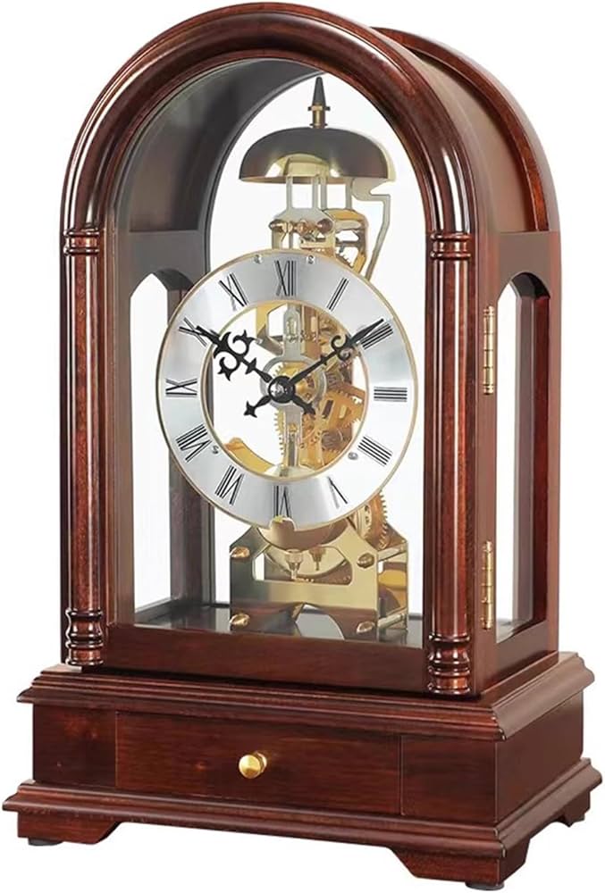 Amazon.co.jp: 機械式卓上時計 レトロな置き時計 引き出し付き木製