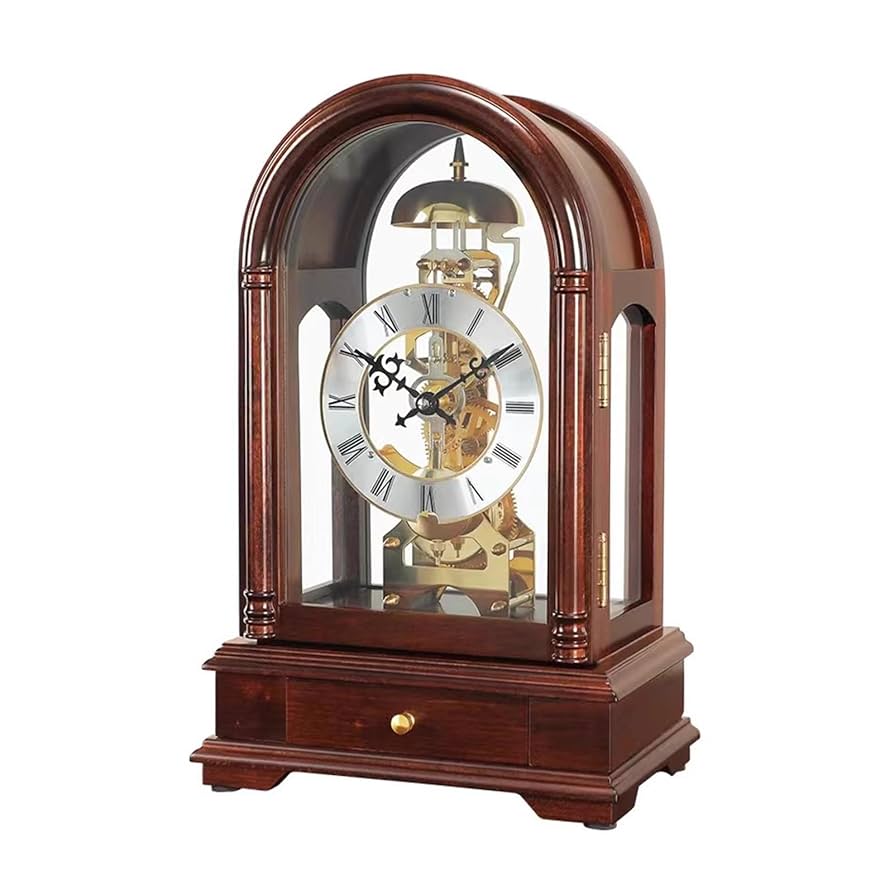Hermle レトロ木製置時計 Hermle Fifties Walnut Retro Keywound Mantel clock is a