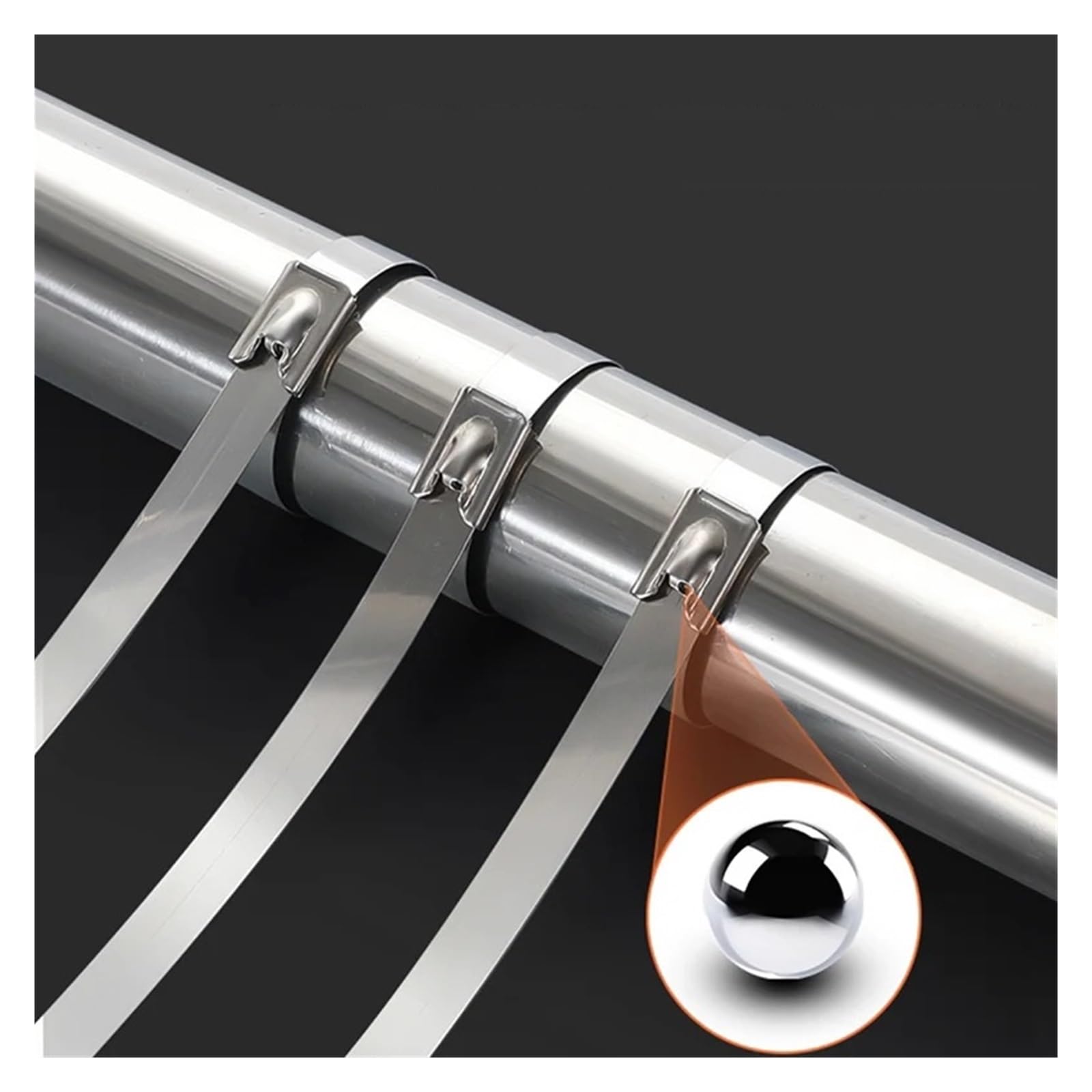 Fascette per cavi per carichi pesanti in acciaio inossidabile 304 da 100 pezzi 7,9 mm, fascette in metallo autobloccanti per cablaggio di passerelle per cavi esterne(7.9x750mm)