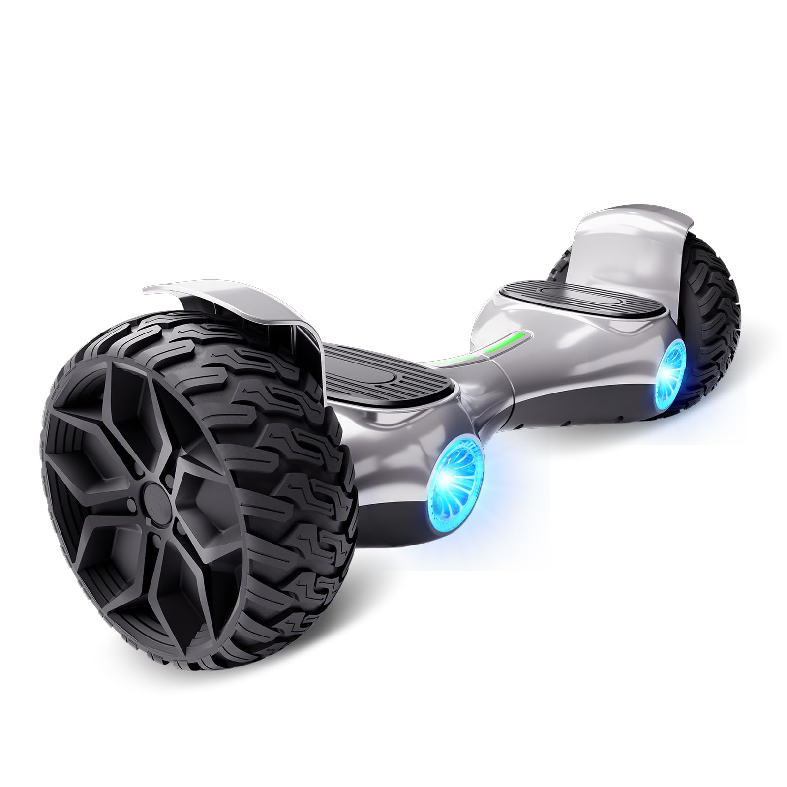CBD 8.5'' Offroad Scooter with Corlorful LED and Music Speaker, Dual 350W Brushless Motor Up to 10Mph All Terrain Hover Board for Kids ages 7-12 and Adults(silvery)