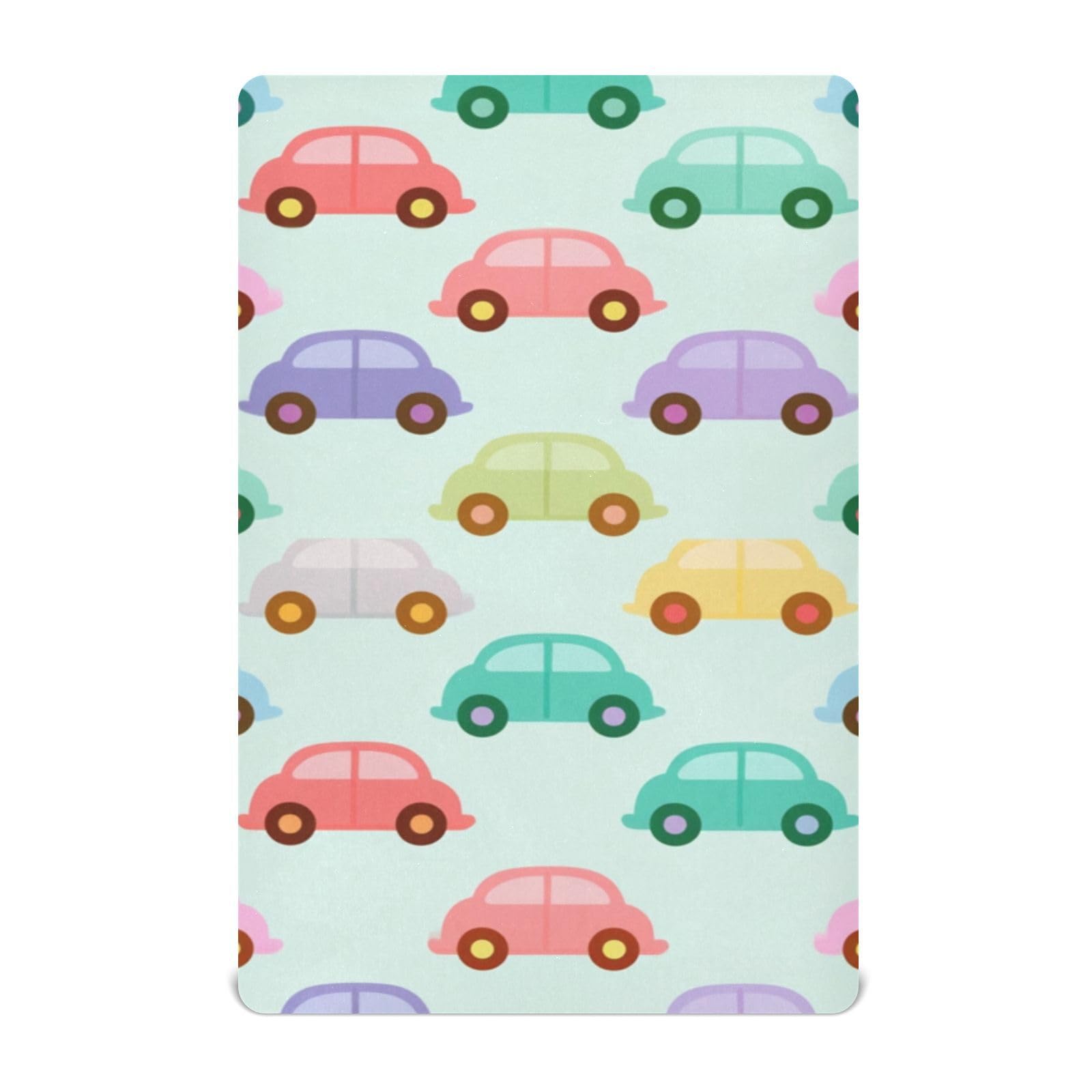 Crib Sheet Breathable Soft Crib Mattress Sheet for Baby Toddler Boys Girls Fitted Pack n Play Crib Sheet Fit Standard Crib Mattress 52 x 28 Inch Cute Green Cars Colorful