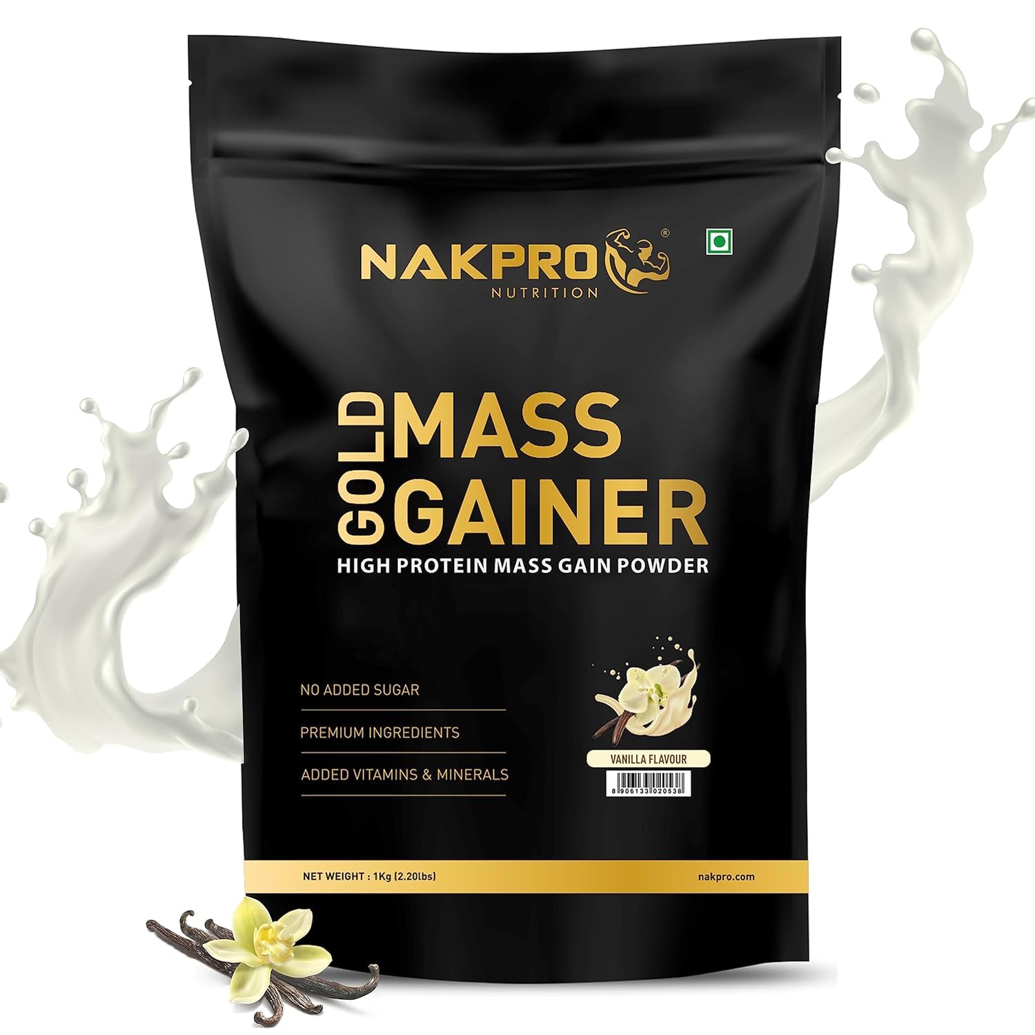 Generic QURA Gold Mass Gainer Powder 1 Kg, Vanilla| Lean Muscle Whey Protein Mass Gainer | 21g Protein, 68g Carb, 372 Calories Per Scoop for Muscle Support & Muscle Mass Gain