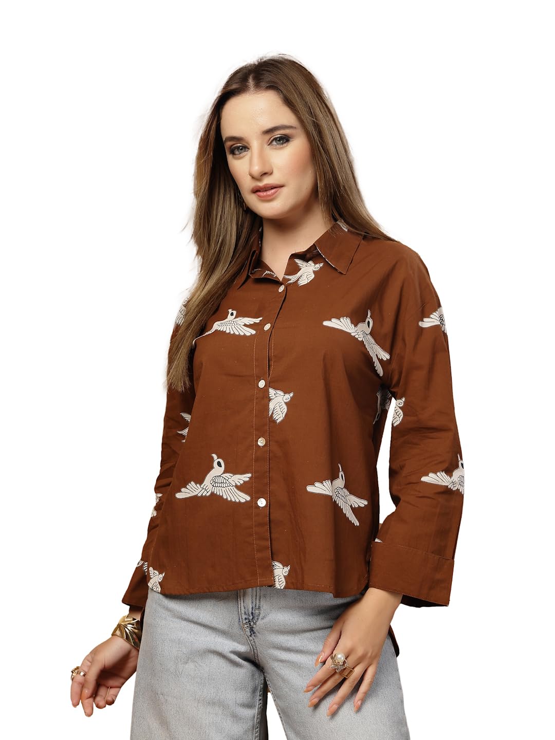 stylum Women's Brown Printed Rayon High-Low Short Kurti-picture-48