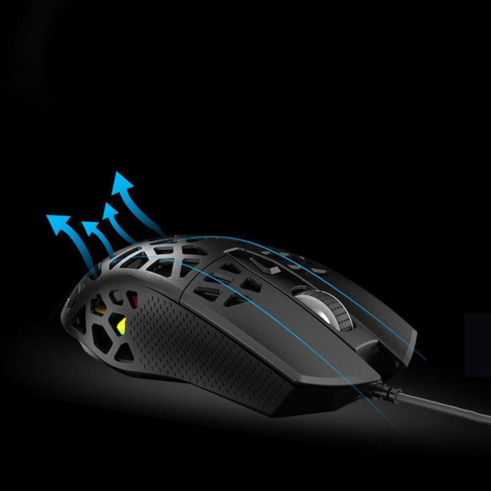 5 set di mouse da gioco RGB ultraleggero con design a nido d'ape cablato per computer nero