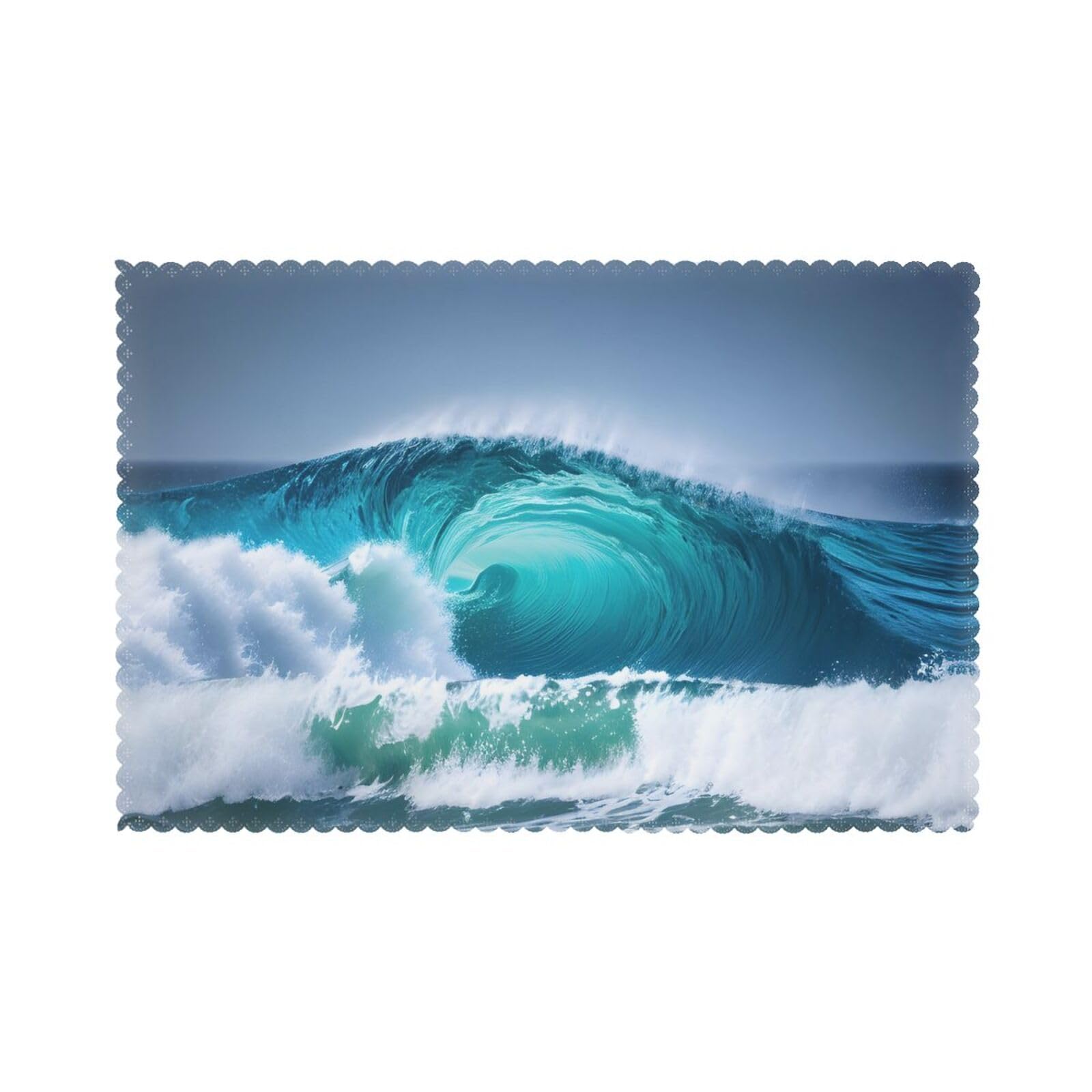 Ocean Wave Christmas Placemats Set of 6,Washable Table Mats