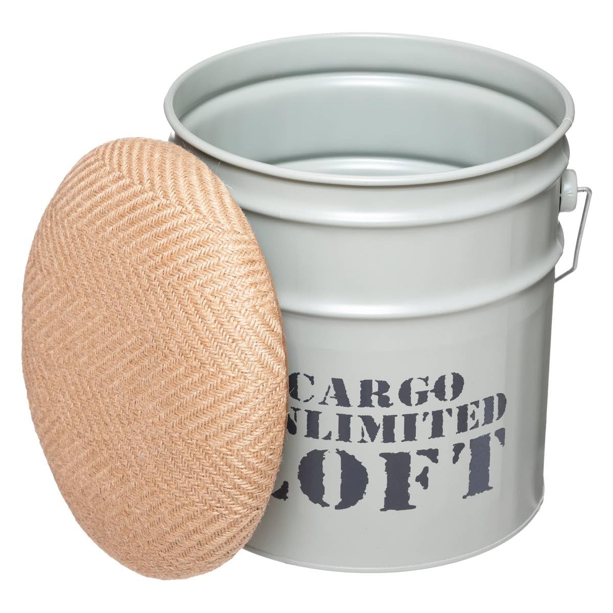 ATMOSPHERA CREATEUR D'INTERIEUR Juego de 2 pufs Canister Alfred Metal