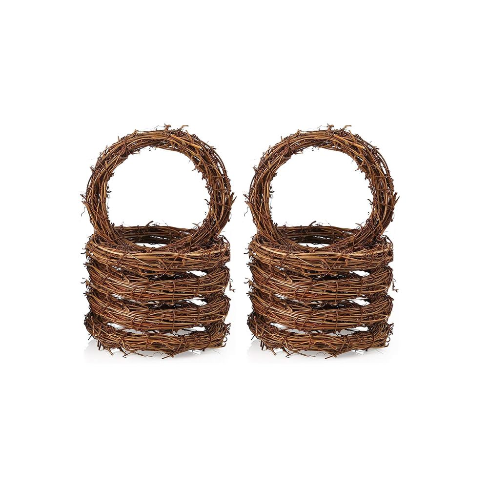 Skypro 10Cm 10 Pcs 4 Inch Natural Rattan Ring Wreathes Vine Branch Wreath Rattan Wreath Garland Decoration For Diy Festivals Decorations, Wreath Craft And Wedding Decors