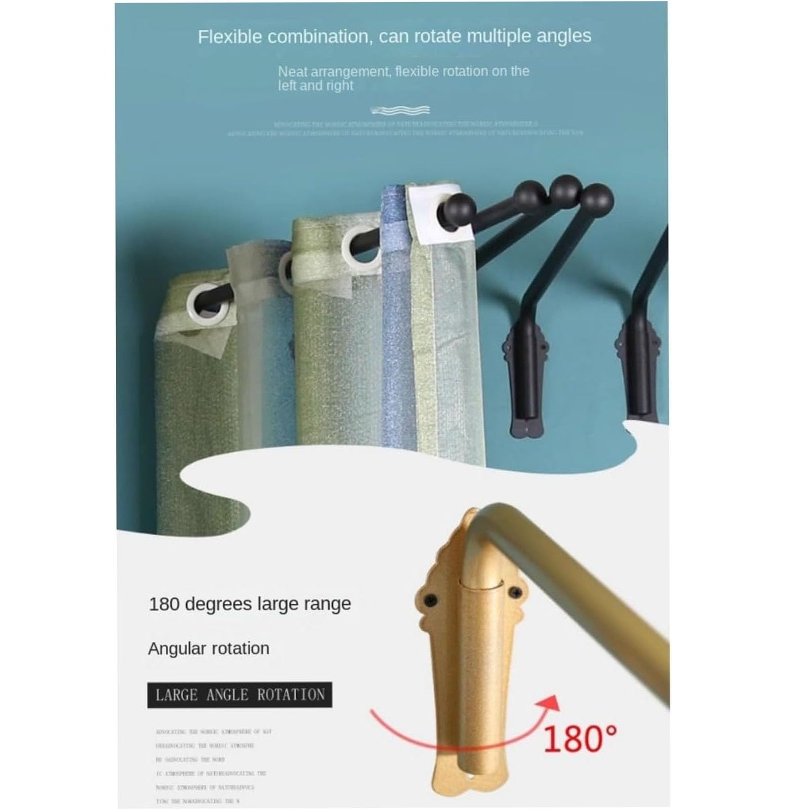 Tringles à Rideaux Noires pour fenêtres et Portes, 50 cm, Supports pour Demi-Rideaux, présentoirs latéraux pour la décoration intérieure, Solutions polyvalentes pour Habiller Vos fenêtres, d