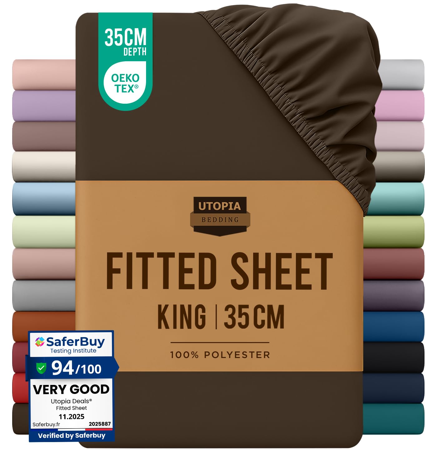 Utopia Bedding Fitted Sheet King, White - Deep Pocket 14 inch (35 cm) - Easy Care - OEKO-TEX Certified - Soft Brushed Microfibre Fabric - Shrinkage and Fade Resistant - Bottom Sheet — view 36