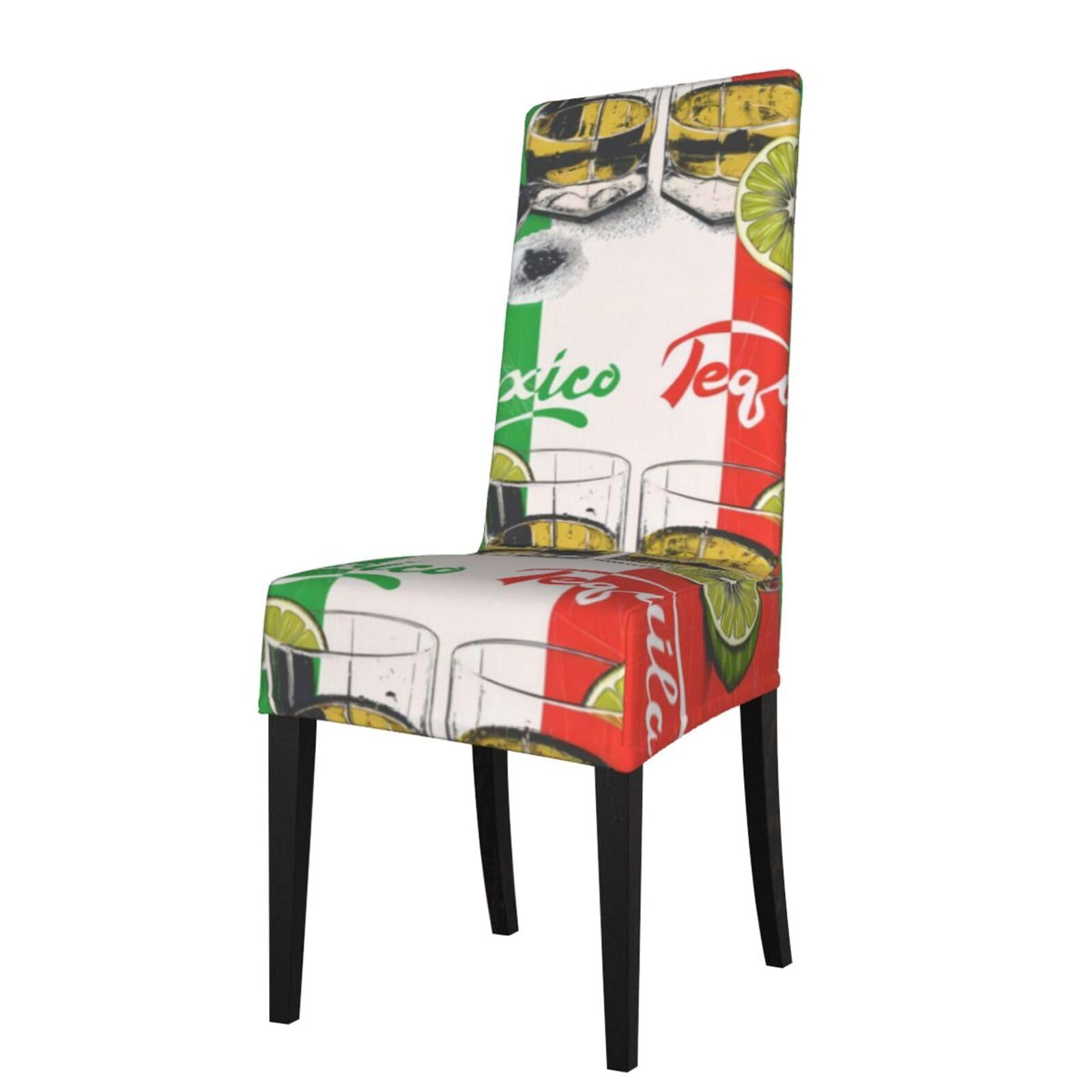YYHWHJDE Mexico Flag And Tequila Prints Dining Chair Throw Covers - Stretchable Slipcovers, Ideal for Renewing Furniture & Protecting from Kids & Pets!