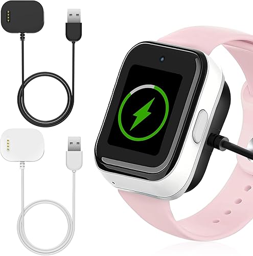 Paquete de 2 cargadores compatibles con Syncup Kids Watch, cable de carga de 3.3 pies para reloj T Mobile Sync Up para niños, negro y blanco (no