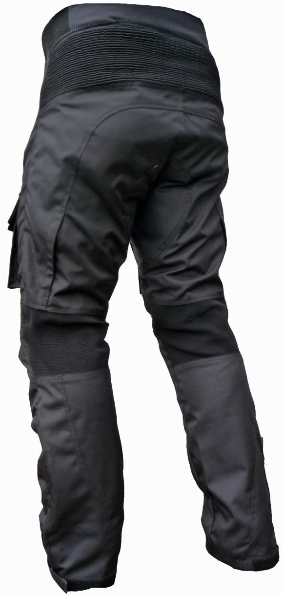 HEYBERRY Sportliche Motorradhose Schwarz mit Oberschenkeltaschen Protektoren Gr. M - 7XL