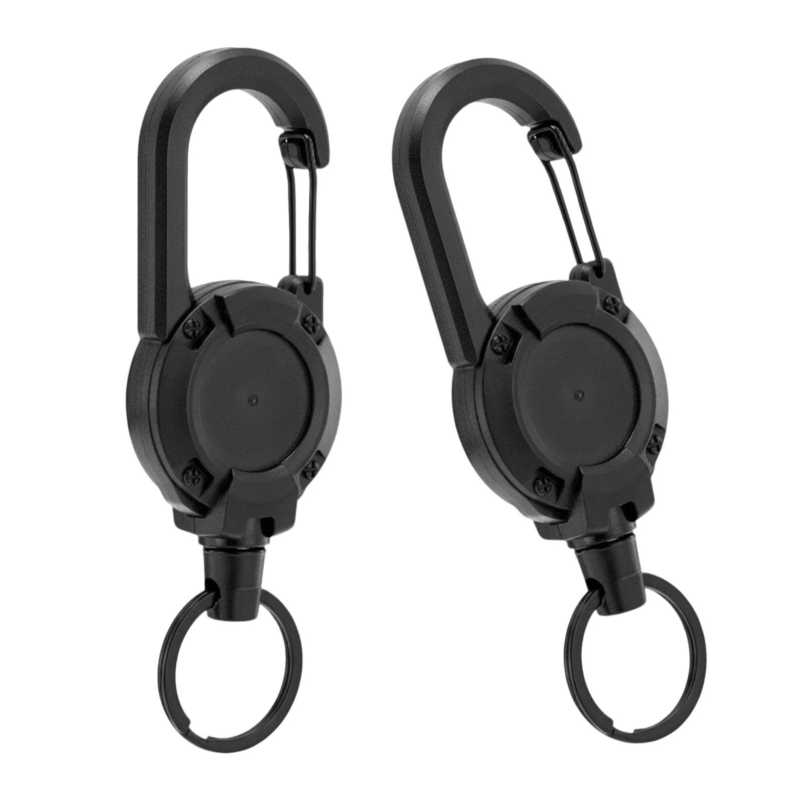 TreeTribe 2PCS Retractable Keychain,Heavy Duty Badge Reel with 23.6'' Steel Cord,Retractable Keyring Extendable Key Chain Heavy Duty Key Lanyard Belt Clip Badge Holder Pull Reel for Outdoor (Black)