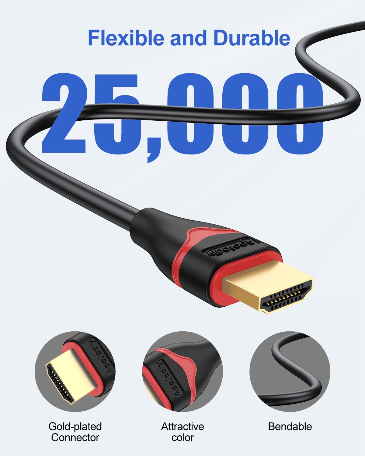 Cable HDM 8K de 6 pies, paquete de 10, cables HDMI 2.1 de 48 Gbps, cable HDMI de ultra alta velocidad 8K a 60Hz, 4K a 120Hz (HDCP 2.2 y 2.3, HDR10, 3D, eARC) para PS5/PS4, monitor, HDTV, Roku