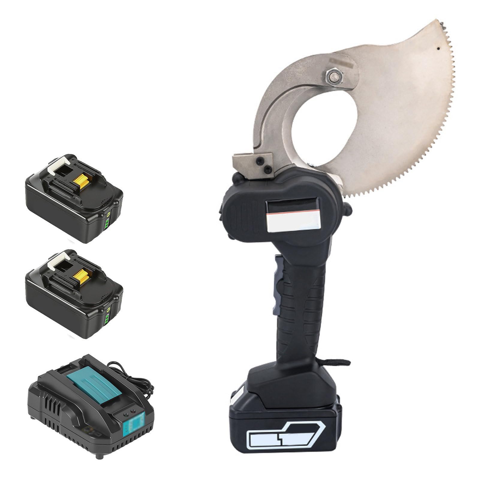 Cortador de Cable hidráulico, Herramienta de trinquete eléctrico para Cortar Cobre, Aluminio y Cables Blindados, Incluye 2 baterías Recargables