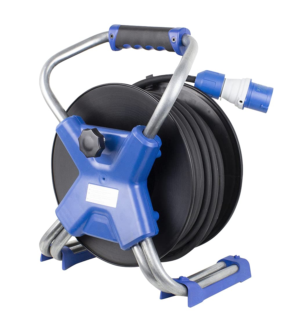 As - Schwabe Xperts - Avvolgicavo da campeggio, 25 m, per esterni, con spina CEE 230 V/16 A/3 poli, 2 prese Schuko e 1 presa CEE - IP44 - Made in Germany I 22176