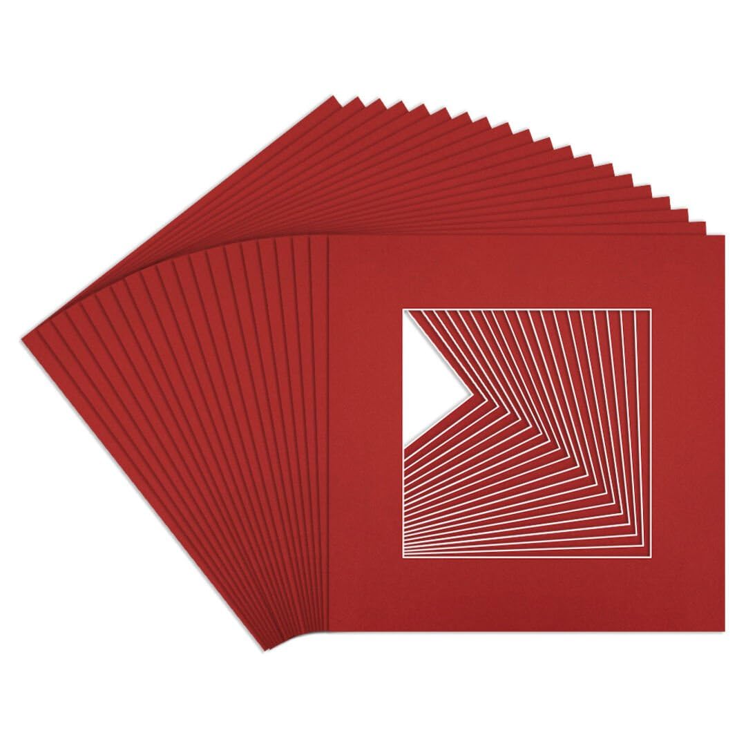 Procut Global 8x8" Crimson Picture Mounts to Fit 5x5" Aperture - Precision Cut Cardboard Photo Mount - Ideal for Frames, Prints, Artwork & Certificates - Sizes & Colours Available - 20 Pack