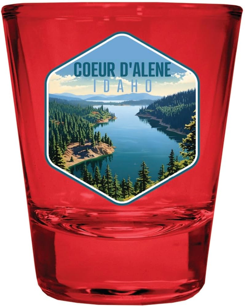 Coeur d'Alene Idaho Souvenir Shot Glass Rojo 4 Pack