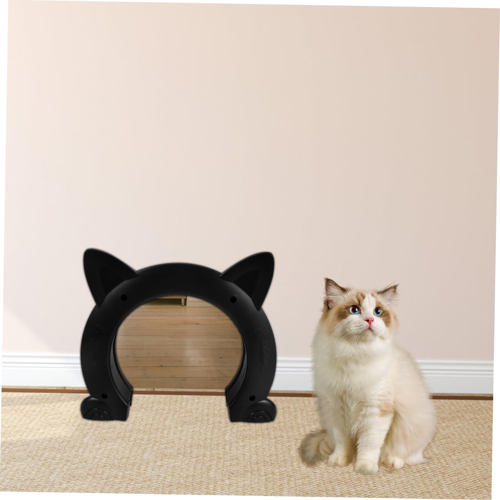 COLLBATH Katzenklappe aus Kunststoff für Innentüren Katzenförmig Schwarz Leicht Zugänglich Vielseitig Einsetzbar für Katzen und Kleine Hunde im Zuhause