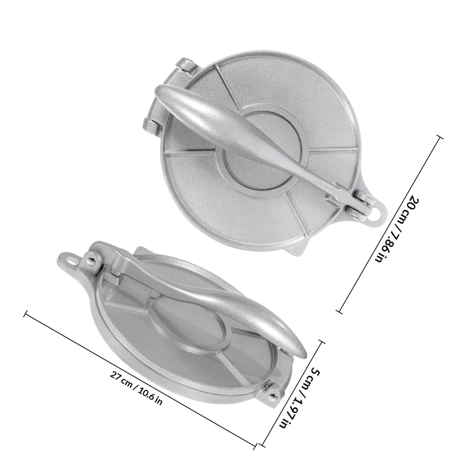 Pfannenpresse Umweltfreundlich aus Aluminiumlegierung Tortilla Maker und Praktische Teigpressmaschine mit Runder Form für Corn Tortillas die Küche Kinderfreundlich
