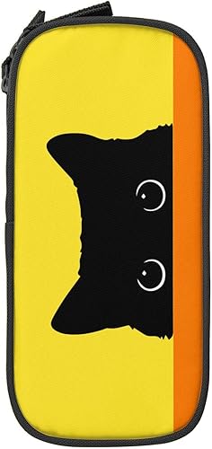 Miniatura 9 de Perinsto Estuche divertido de animales de gato negro de gran capacidad, caja de papelería con múltiples compartimentos, organizador de escritorio