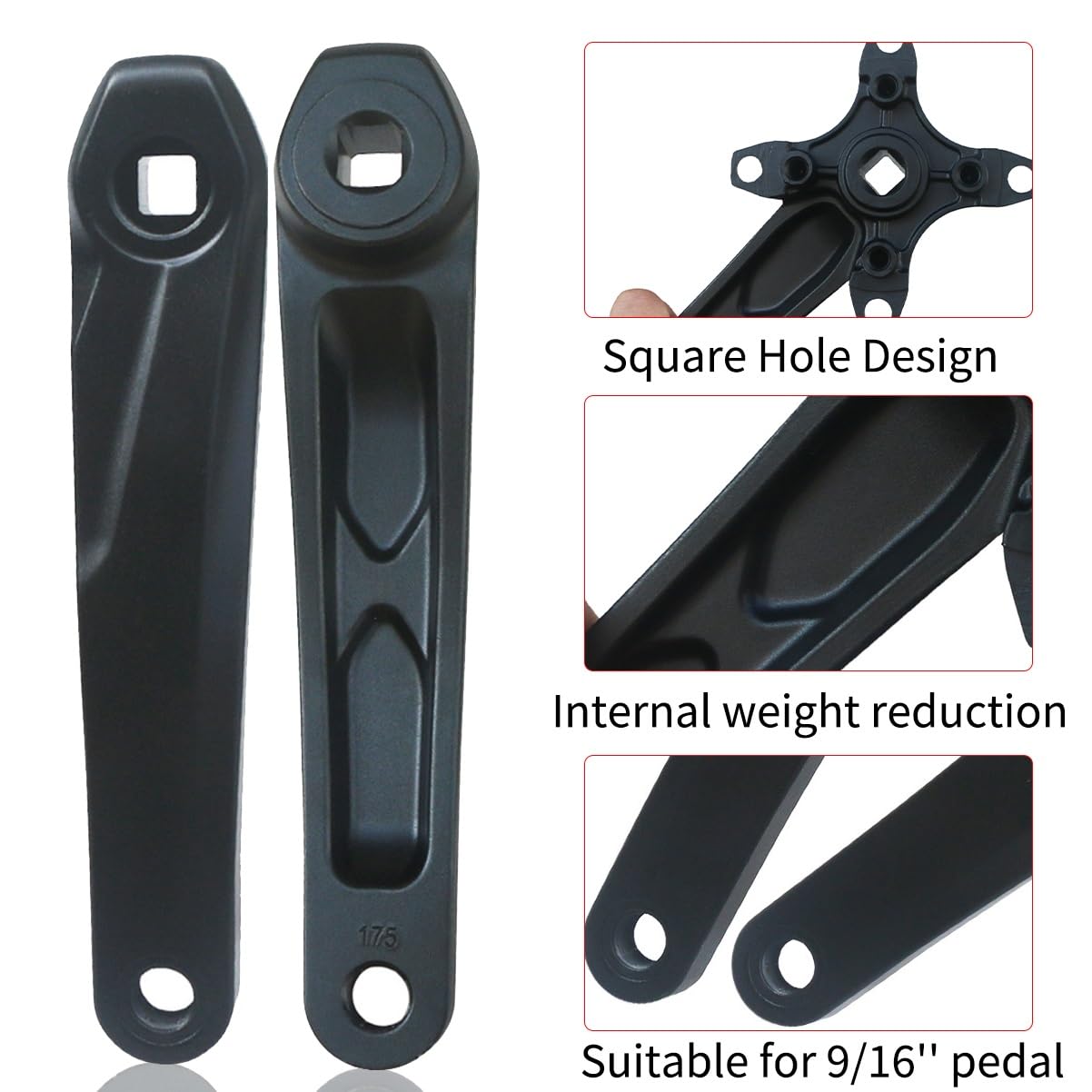 104/64 BCD Set di Pedivelle A Cono Quadrato con 30T/32T/34T/36T/38T/40T/42T Ingranaggio Stretto E Largo 170mm 175mm Guarnitura per Bicicletta da Montagna(170mm,36T)