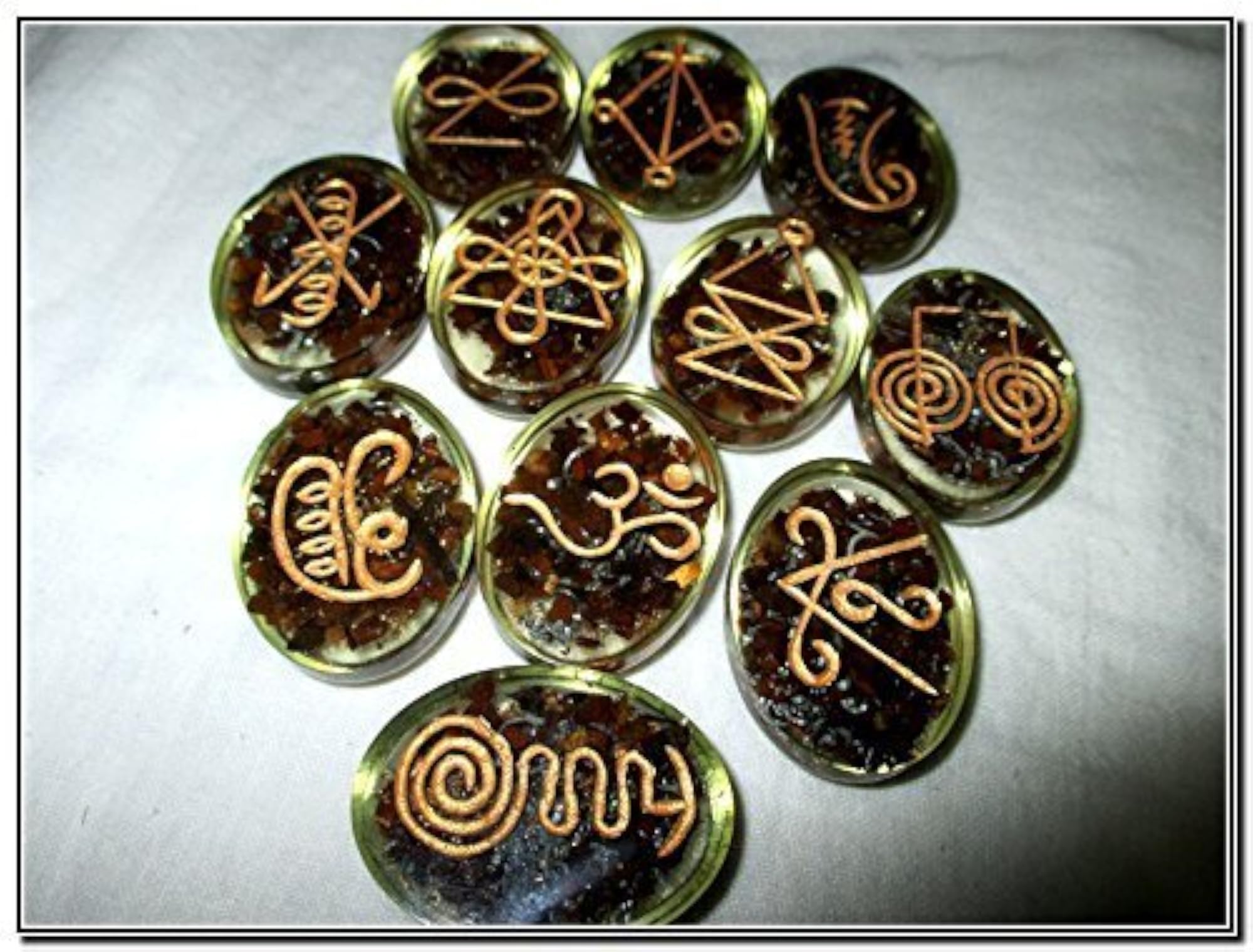 Jet Tiger Karuna Orgone Oval Set for Chakra Balancing