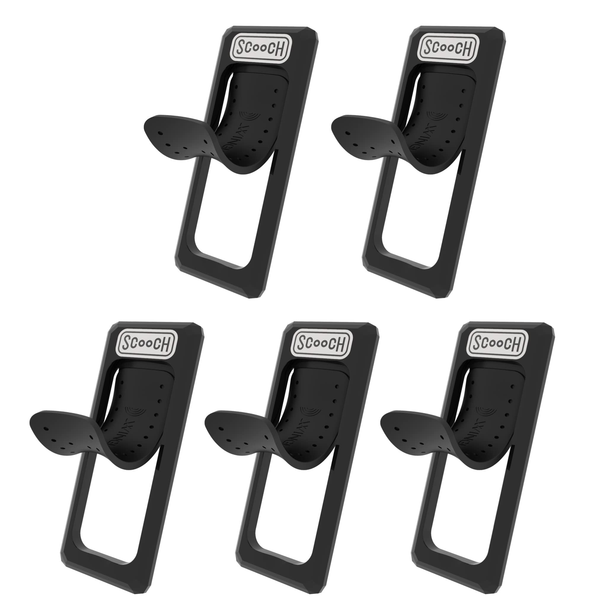 ScoochWingback [5-Pack] Pop Up Phone Grip, Stand, and Car Mount for Smartphones [Two-Way Stand] Compatible with Any Smartphone and Most Cases, Works with Magnetic Car Mounts (Black)